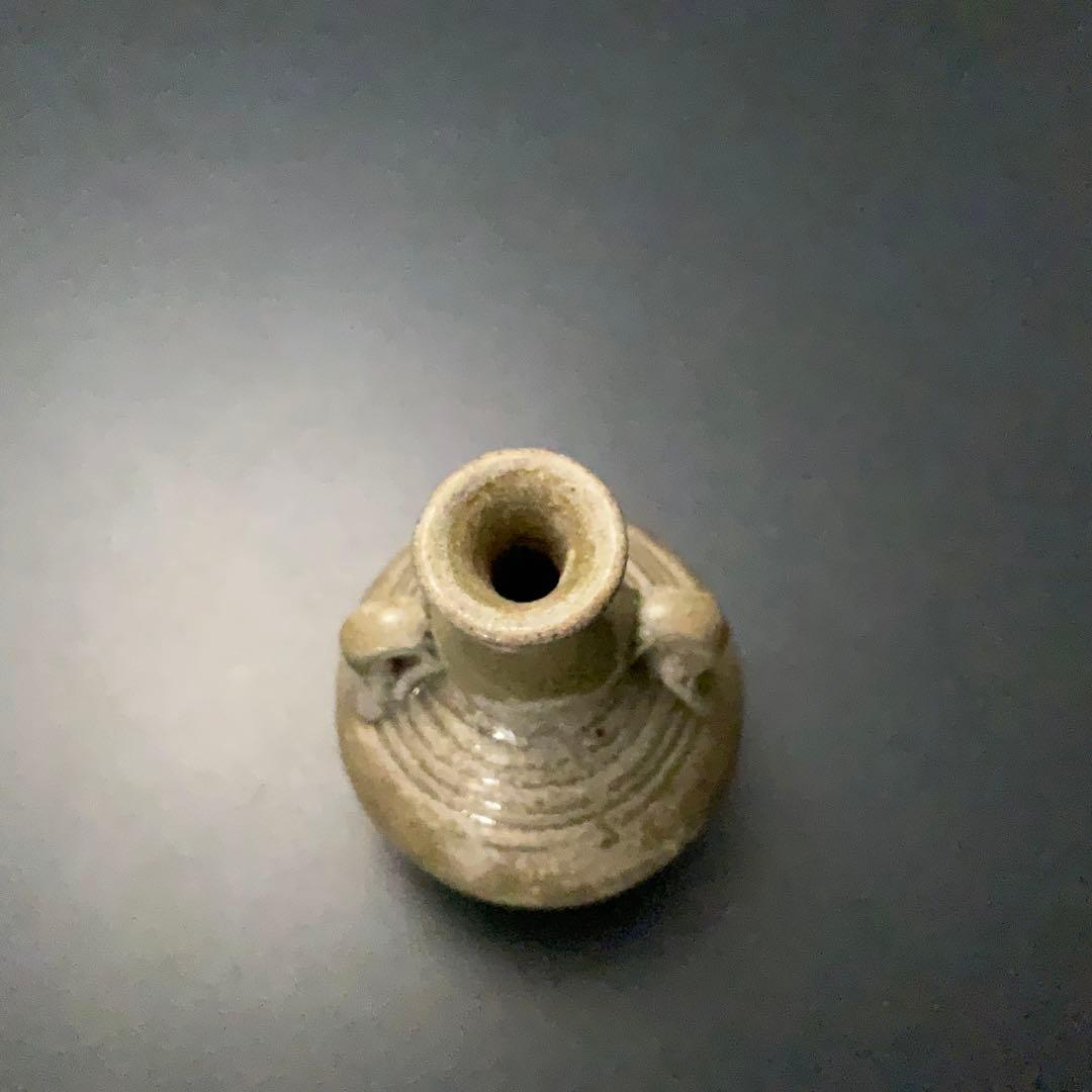 灰釉双耳小瓶　タイ　スンコロク　骨董　R1395ダM