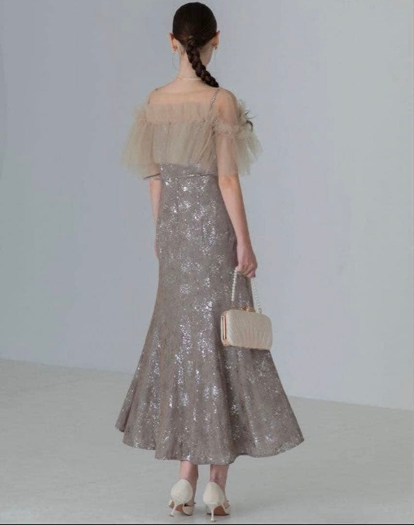 Leja チュールフリルボレロペイントマーメイドワンピースドレス S