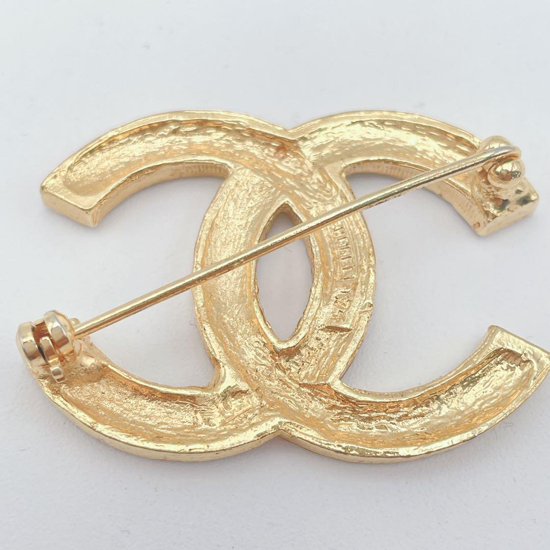 ✨️美品✨️ シャネル ココマーク ラインストーン ブローチ ゴールド 刻印有り