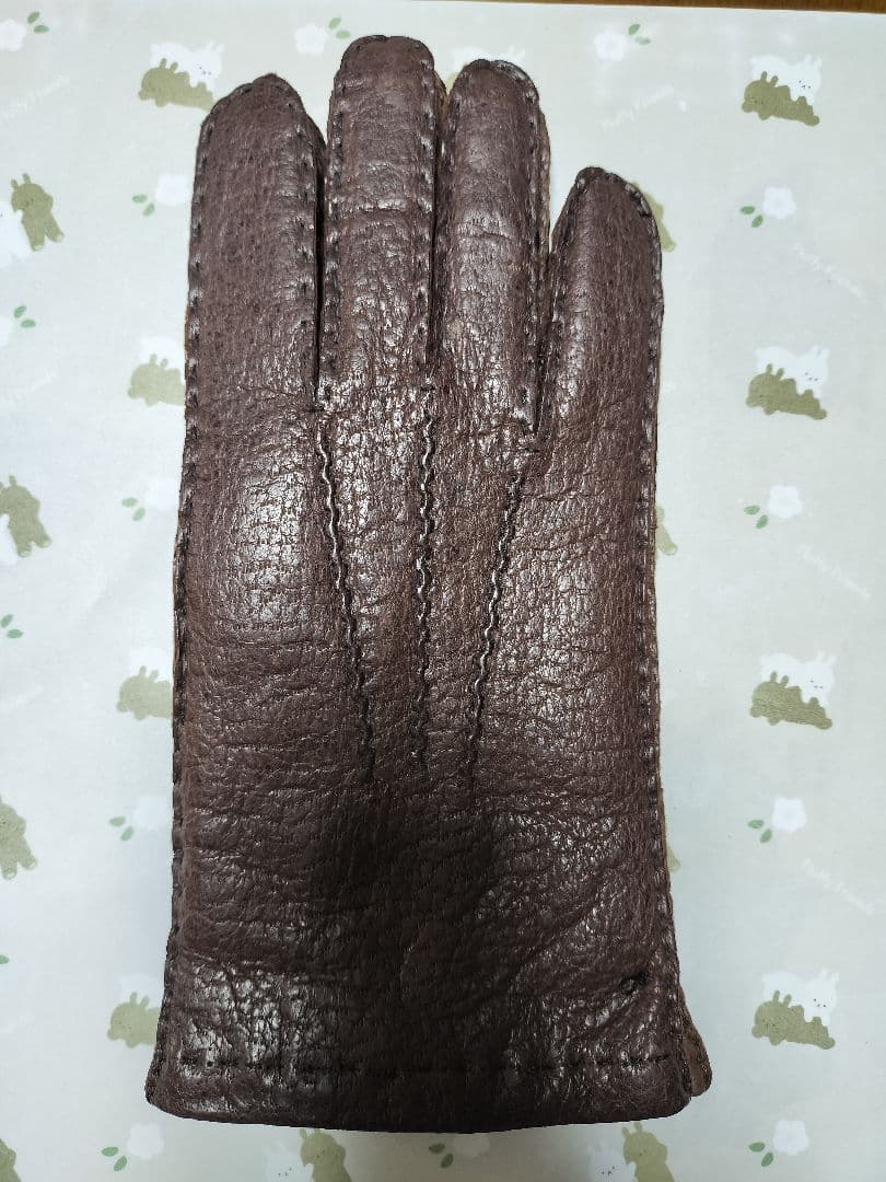 未使用　ペッカリー革手袋　カシミヤライニング　ブラウン