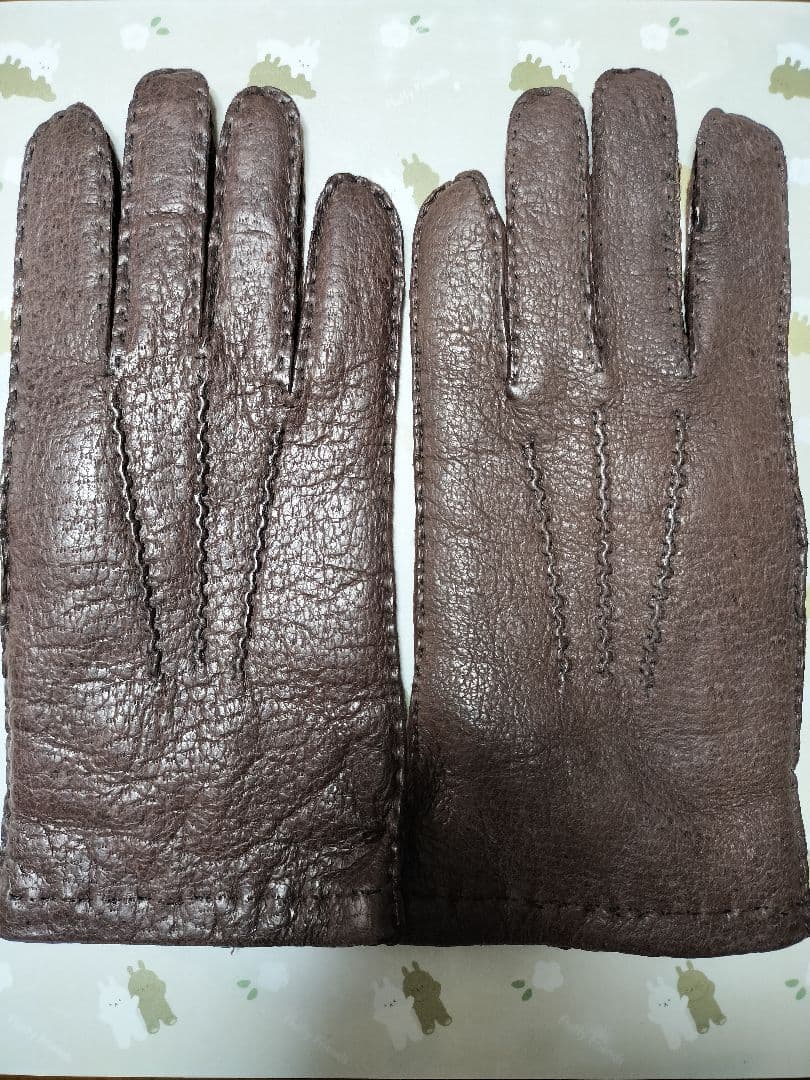 未使用　ペッカリー革手袋　カシミヤライニング　ブラウン
