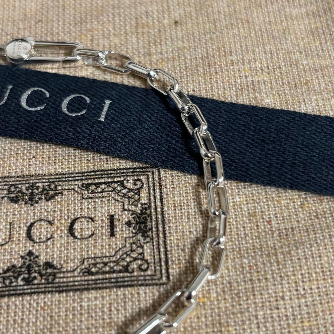 GUCCI 新品同様品　G刻印スクエアチェーンブレスレット　925 刻印19