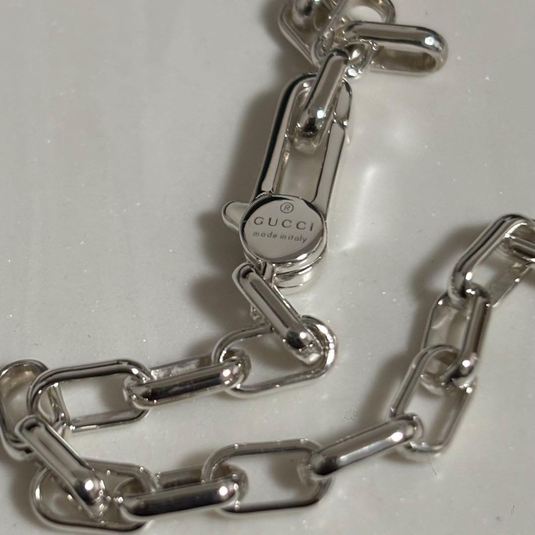 GUCCI 新品同様品　G刻印スクエアチェーンブレスレット　925 刻印19