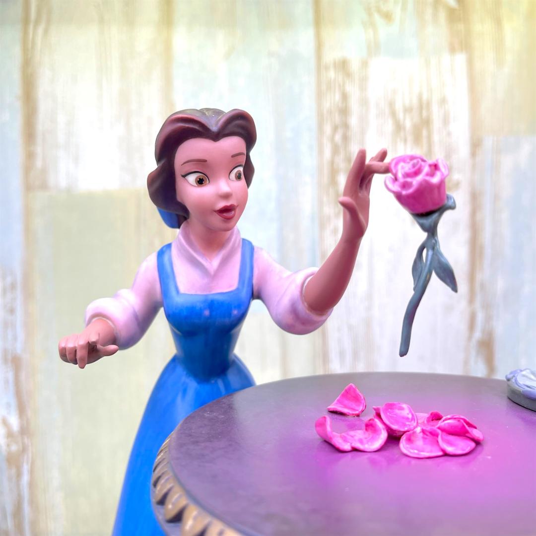 激レア★WDCC 美女と野獣 ベルと魔法のバラ バラのテーブル 陶器製フィギュア