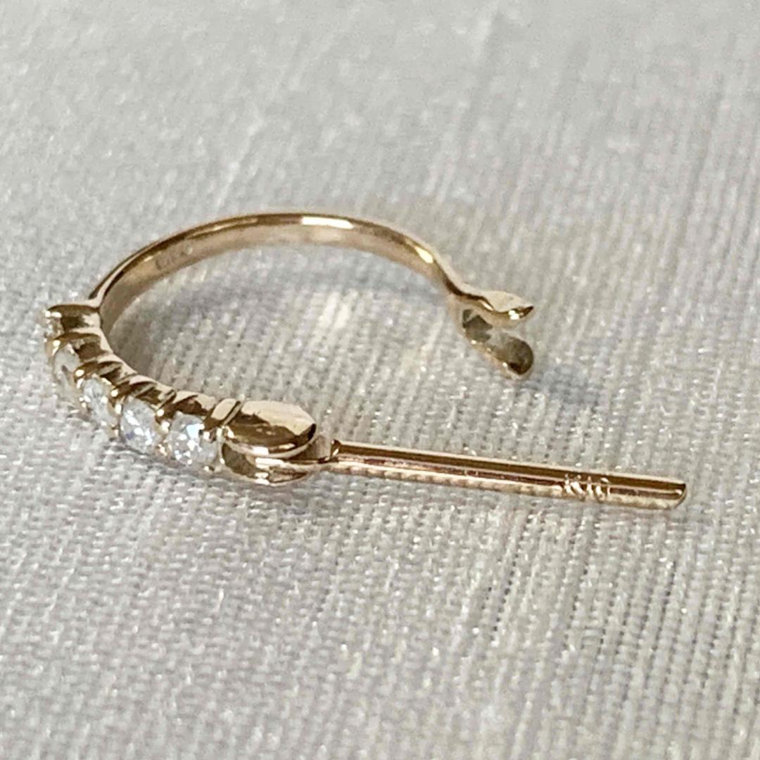 10金【天然ダイヤモンド ハーフエタニティピアス】イエローゴールド 新品！