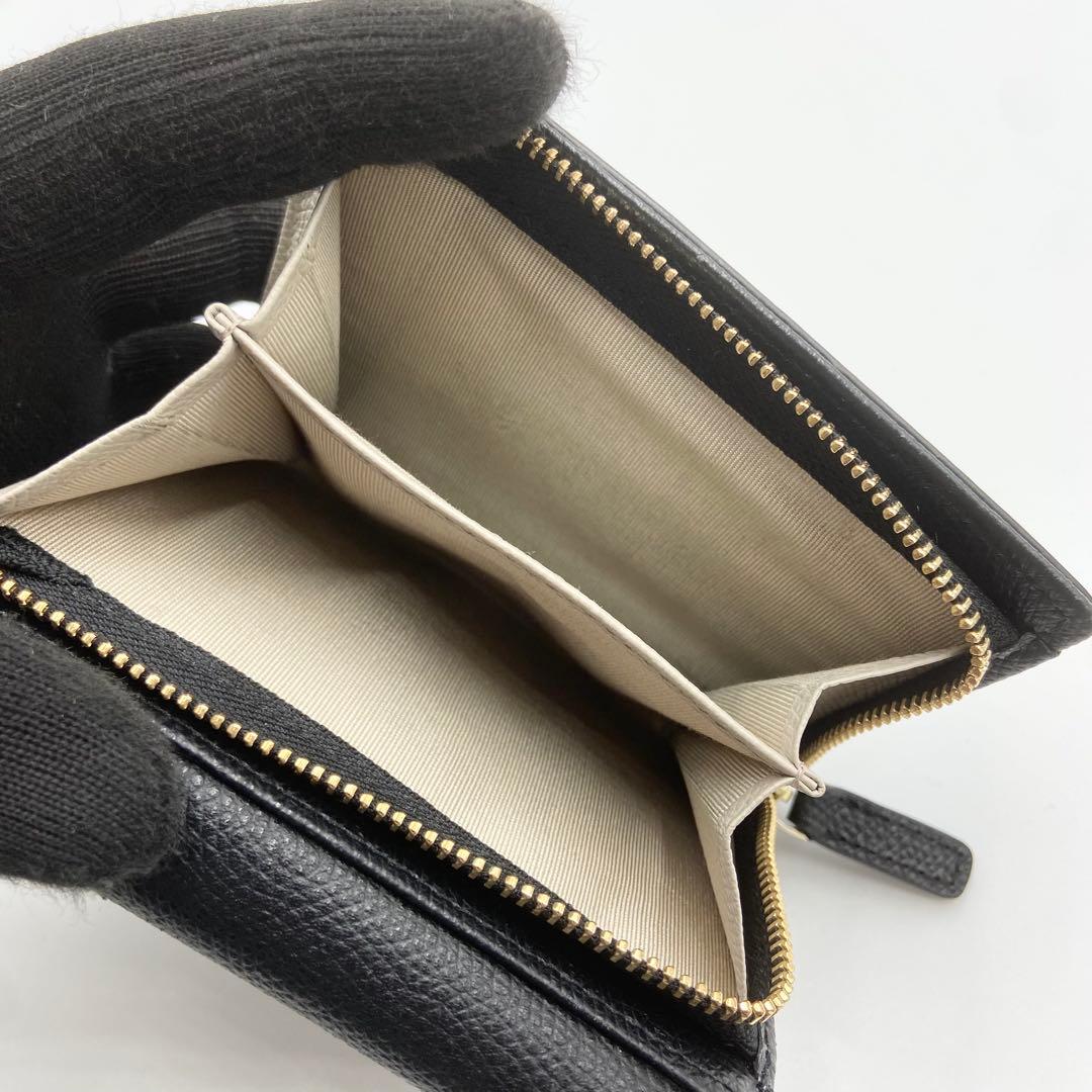 極美品　アニエスベー　折り財布　ロゴ金具　TAW05-01 レザー　ブラック