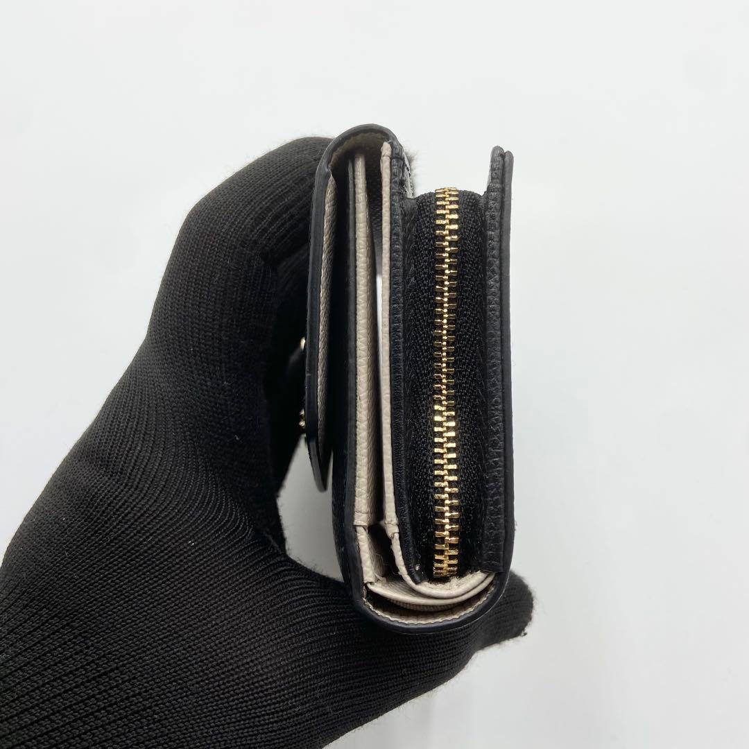 極美品　アニエスベー　折り財布　ロゴ金具　TAW05-01 レザー　ブラック