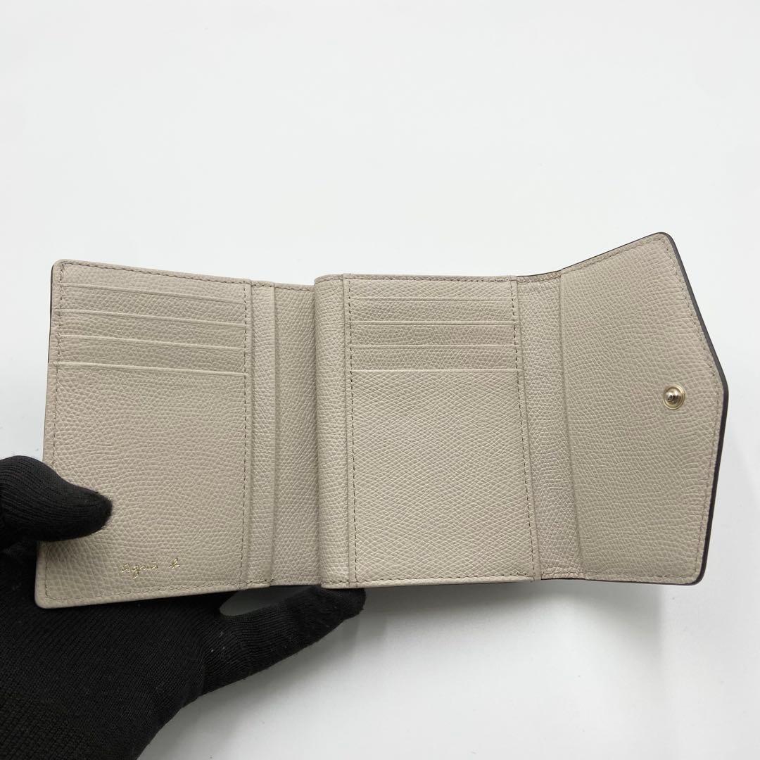 極美品　アニエスベー　折り財布　ロゴ金具　TAW05-01 レザー　ブラック