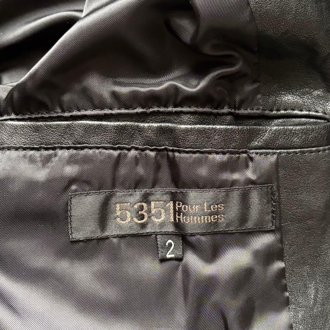 5351プールオム レザージャケット 羊革 黒 シングルライダース　2