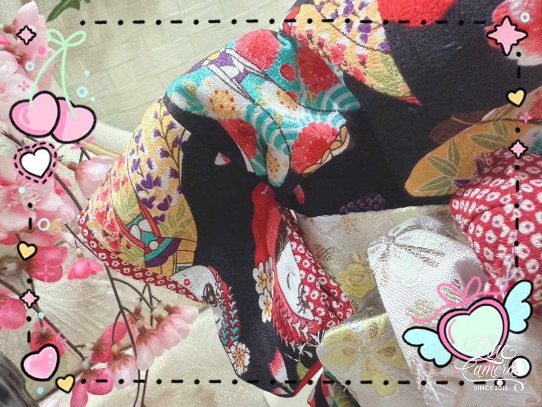 B394.pon2pan2☆オーダー☆犬お着物☆文化人形柄☆水色