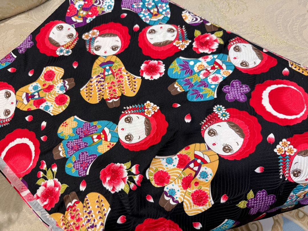 B394.pon2pan2☆オーダー☆犬お着物☆文化人形柄☆水色