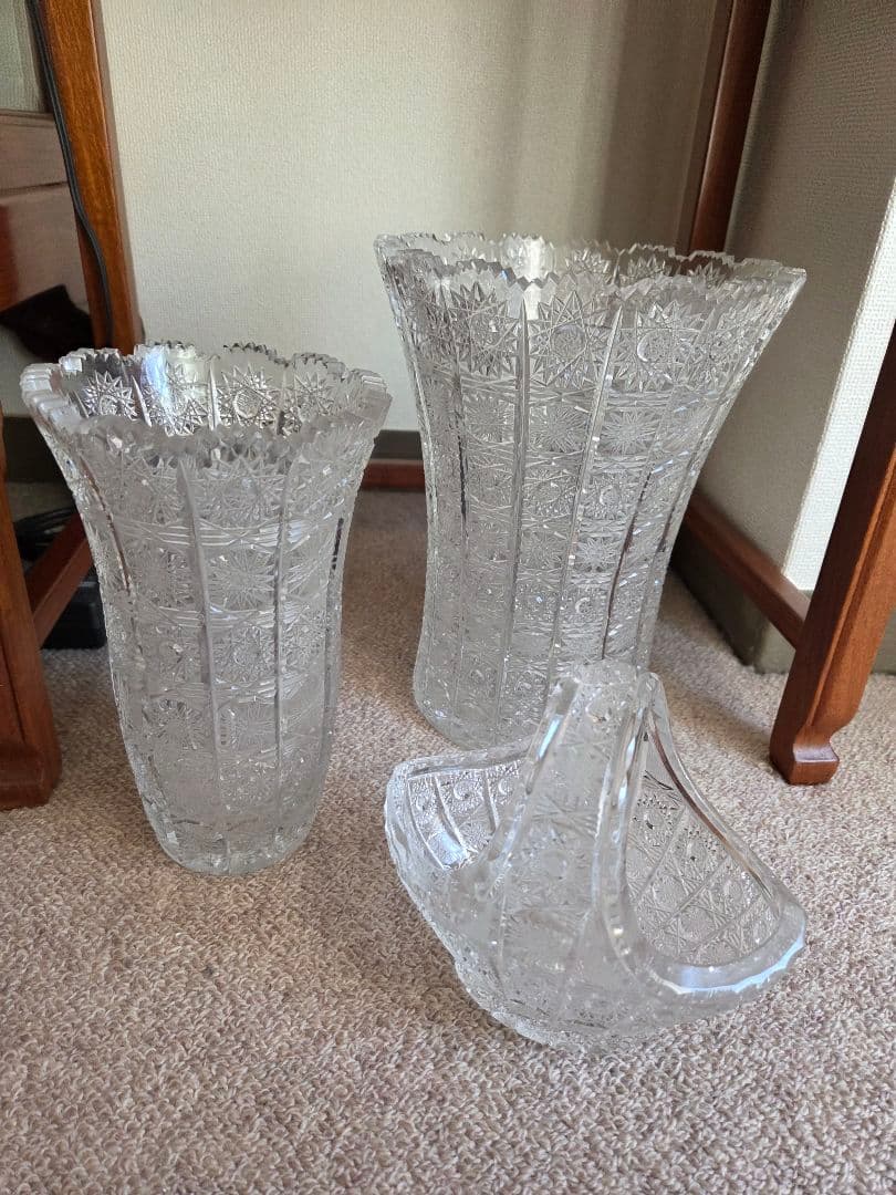 ボヘミアン ガラス花瓶 3個セット