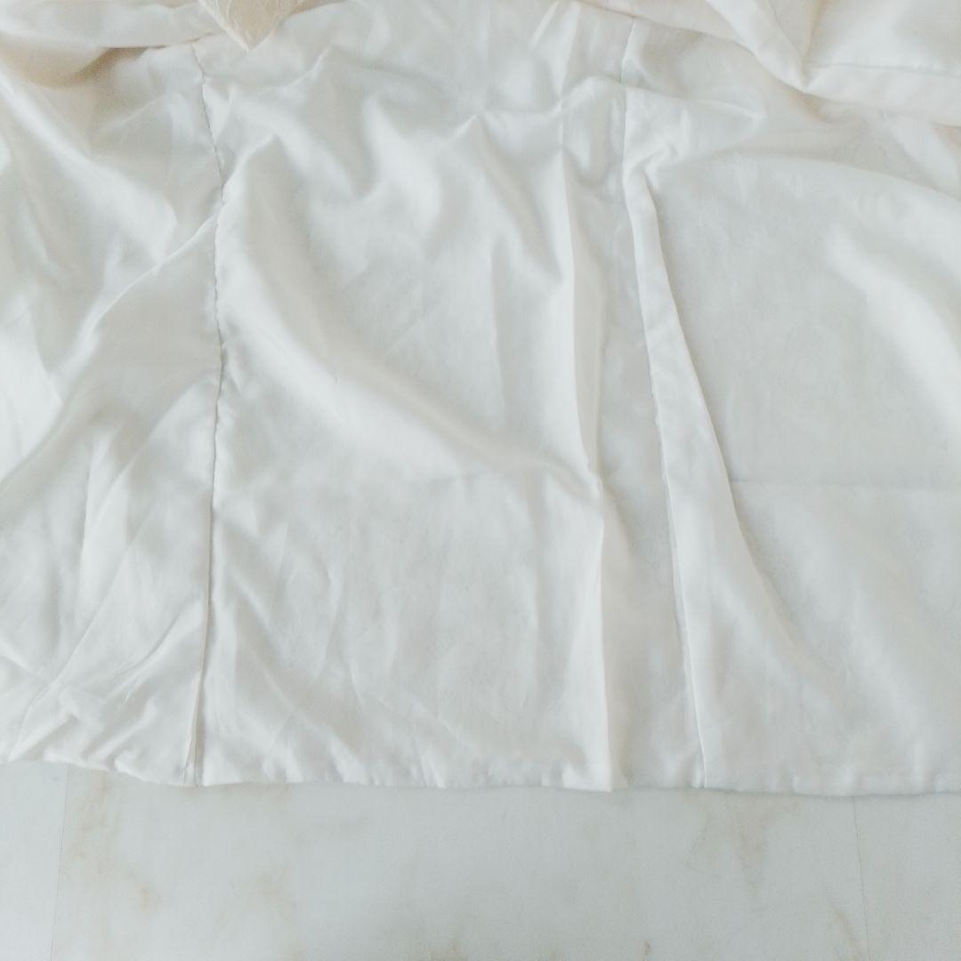 【試着のみ】ホワイトレース振袖 パールとフリルの重ね衿つき　成人式