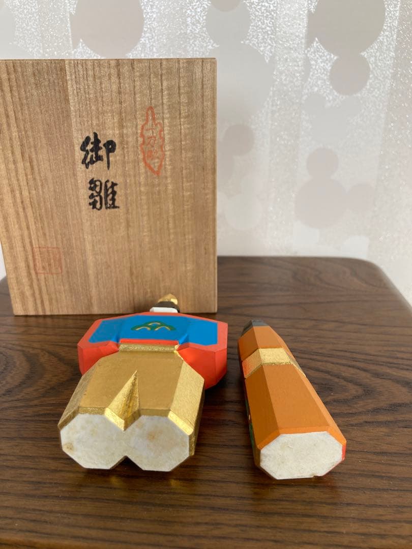 奈良　一刀彫り　雛人形　川口　神泉　作　初代神泉