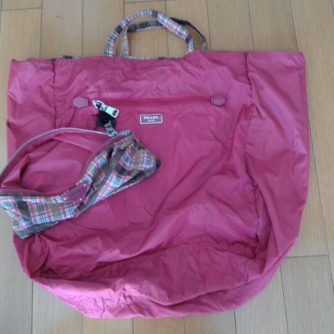 PRADA チェック柄BYOBAGバッグ ポーチ付き