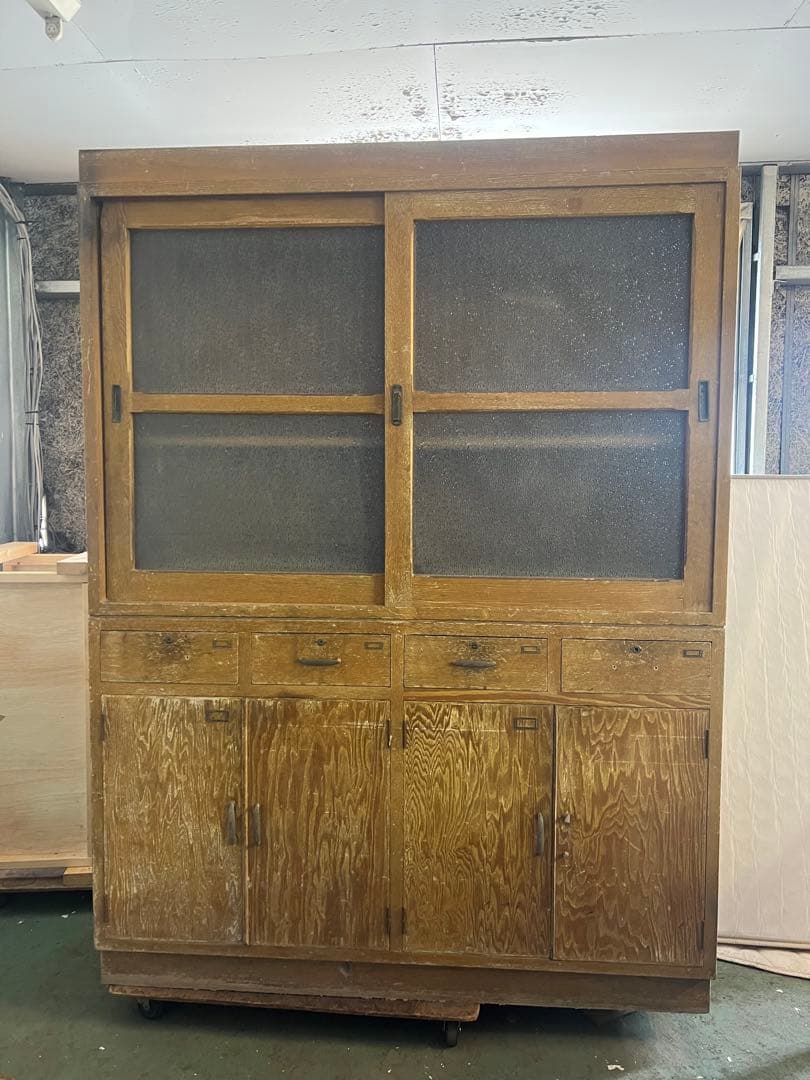 【O-1604】水屋 食器棚 飾り棚 キャビネット 昭和レトロ アンティーク