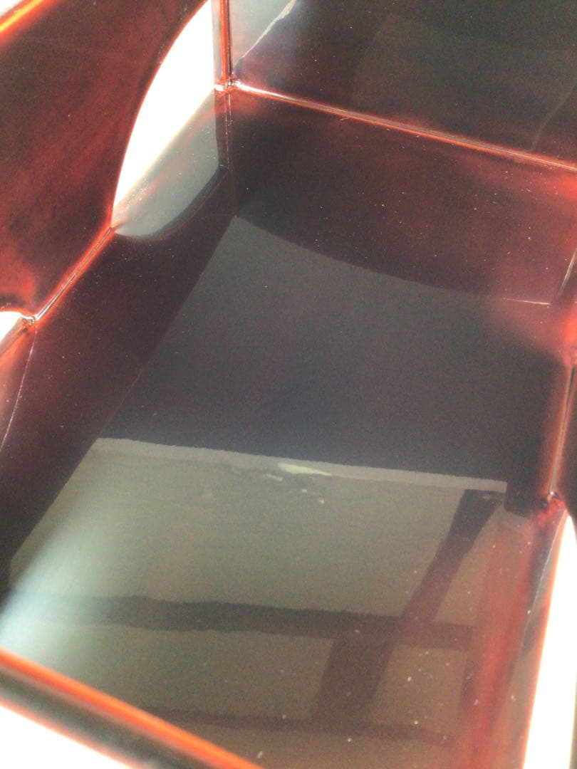 Ｐ９２１　莨盆　『鈴木松栄作』『溜塗』『而妙斎好』『独楽透し』　共箱　茶道具