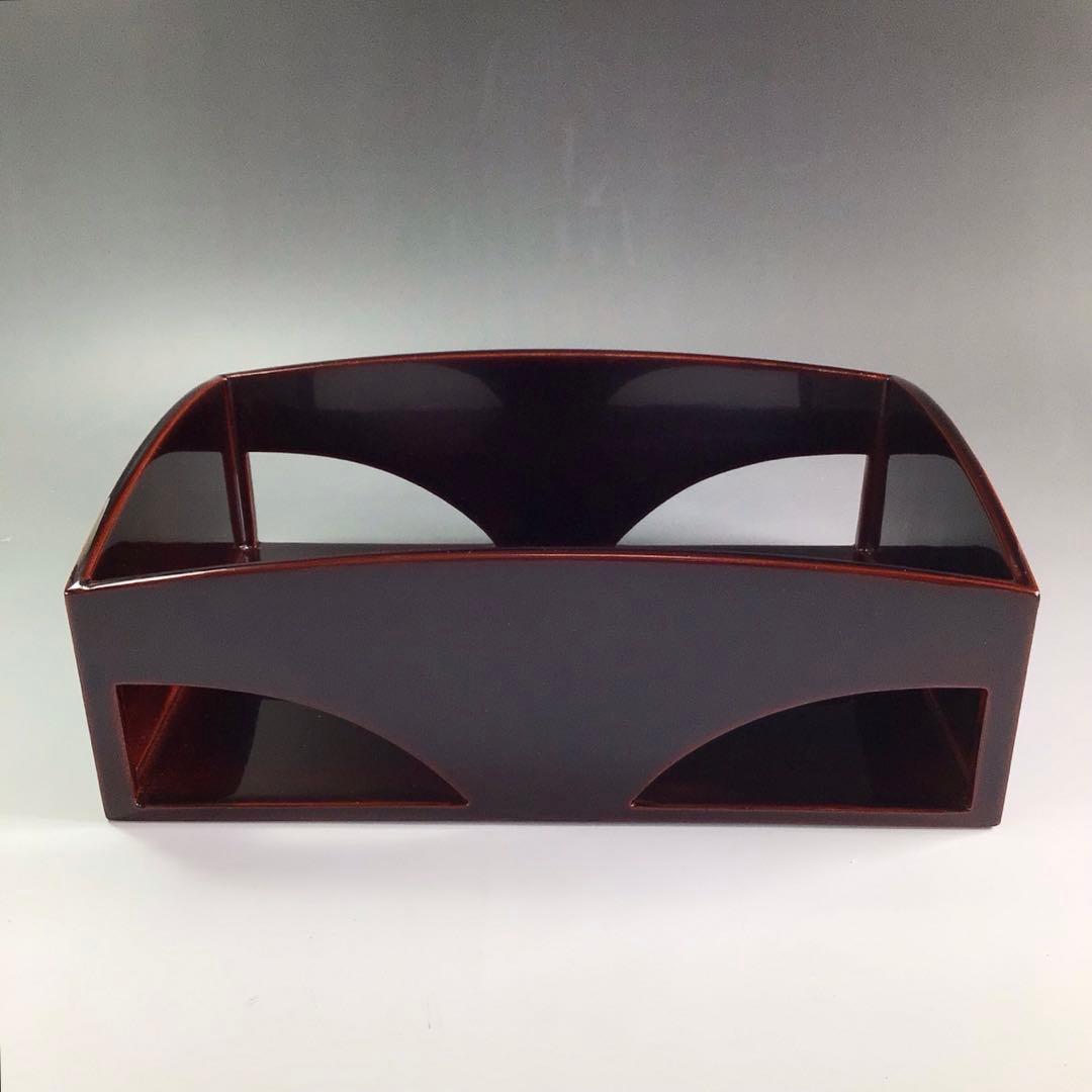 Ｐ９２１　莨盆　『鈴木松栄作』『溜塗』『而妙斎好』『独楽透し』　共箱　茶道具