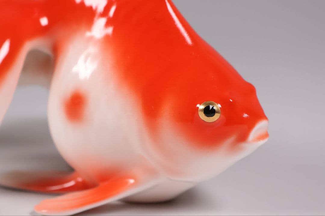 【CM316】ボーンチャイナ 金魚 置物 一点イタミありオマケ ノリタケ