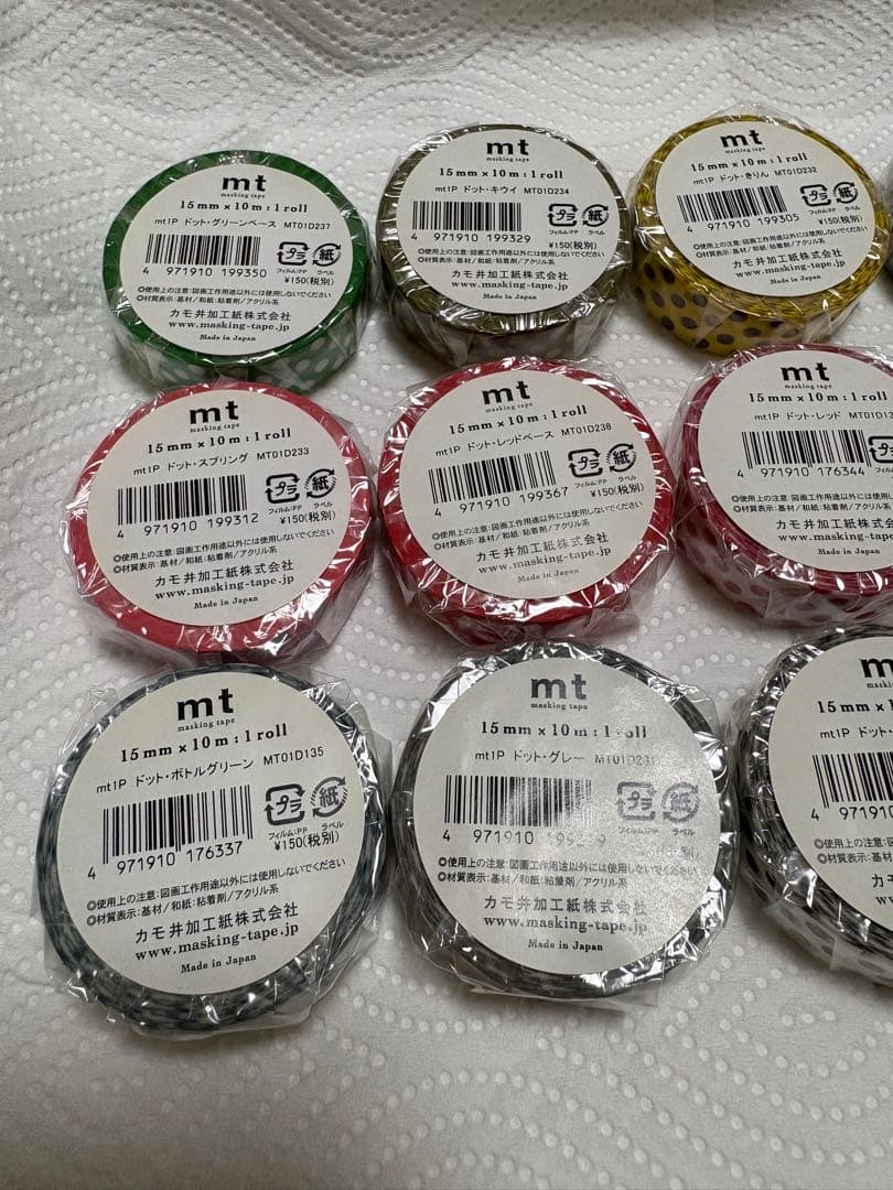 カモ井mt マスキングテープ ドット柄10ｍ巻き未開封１２個＋中古１個☆廃盤含む