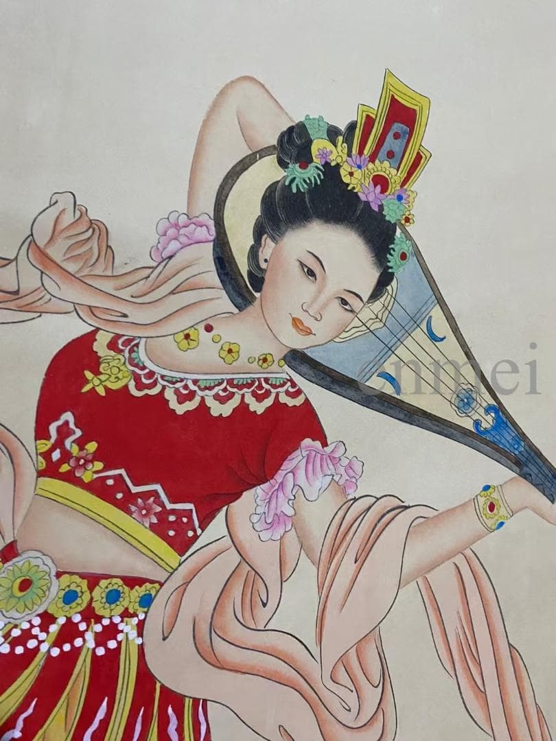 中国古美術・旧藏珍品・張大千款・彩絵人物画・純手描き・四尺中堂掛軸・一物一圖