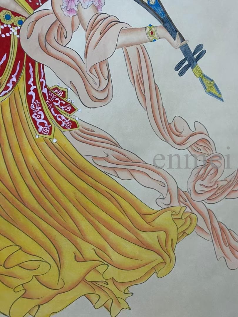 中国古美術・旧藏珍品・張大千款・彩絵人物画・純手描き・四尺中堂掛軸・一物一圖