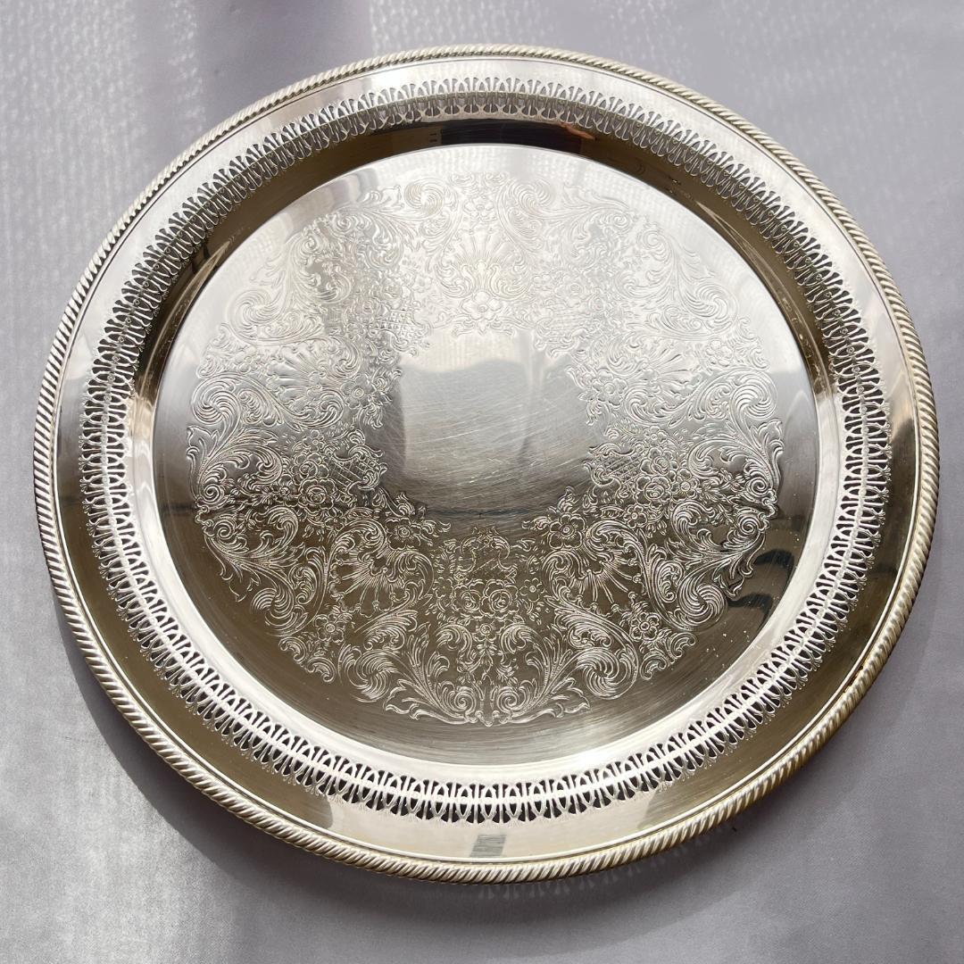 【WM ROGERS】透かしのカフェトレー / ギャラリートレー 38cm