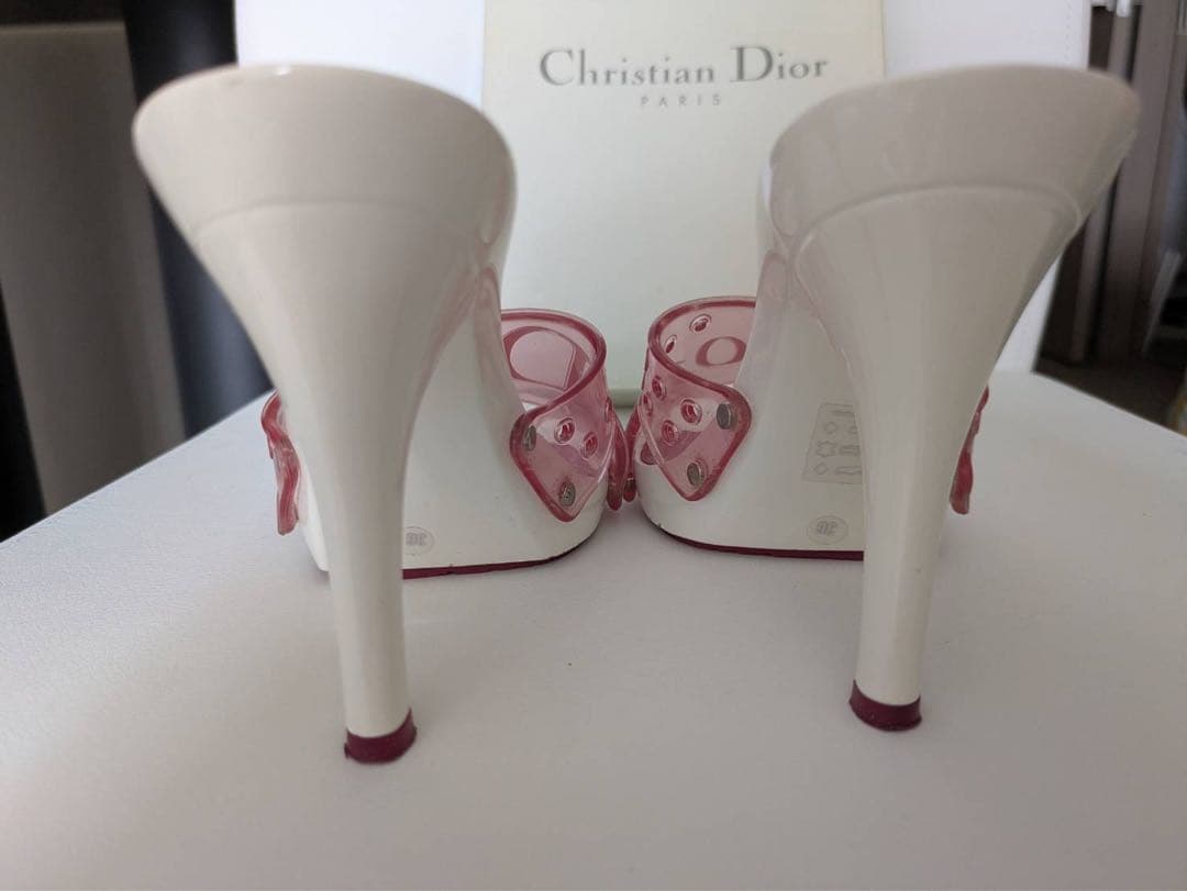 Dior ミュール パンプス ヒール サンダル ホワイト×ピンク