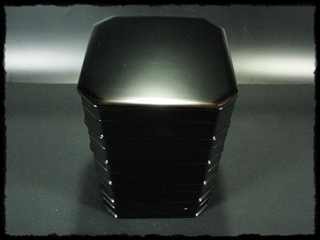 北村 葵春 真塗 縁高 黒真塗 菓子器 五段重箱 懐石 茶道具 共箱 f242