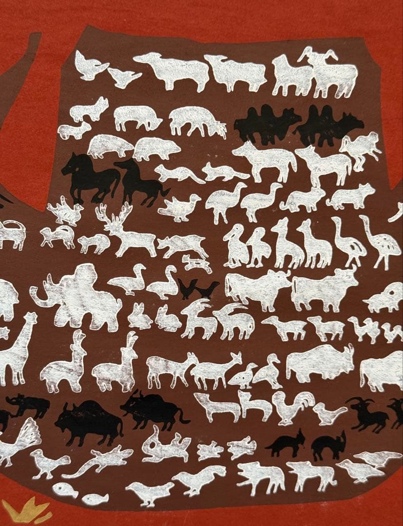 徳力富吉郎　木版画　「ノアの方舟」（1966年　直筆サイン　10/200）