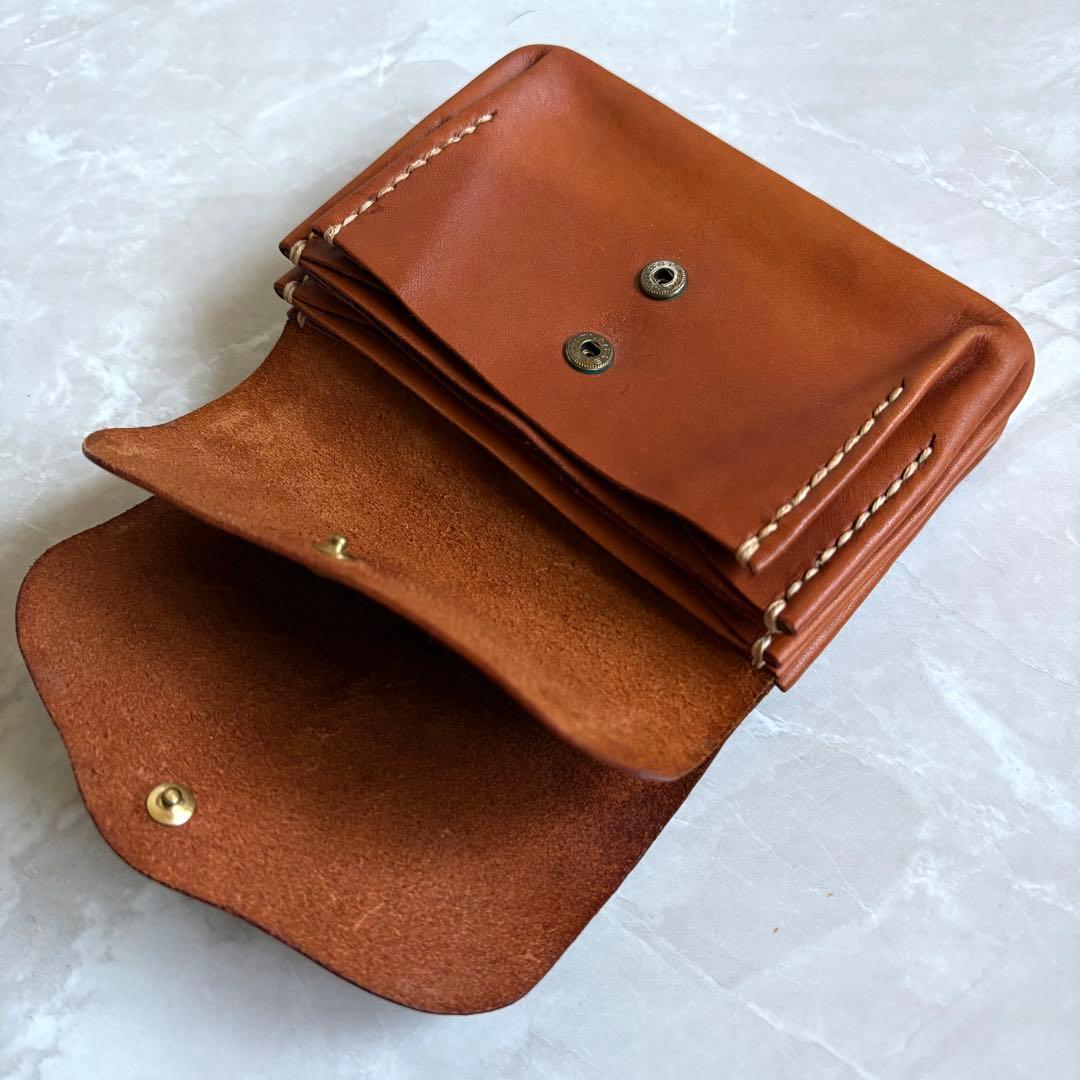 genten ゲンテン レザー折り財布 牛革 ブラウン 美品