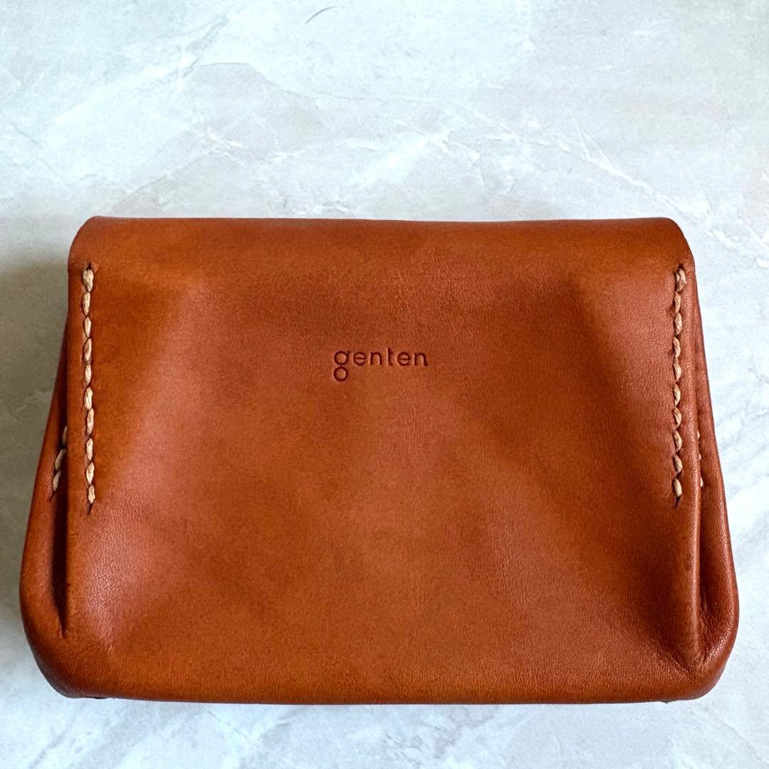 genten ゲンテン レザー折り財布 牛革 ブラウン 美品