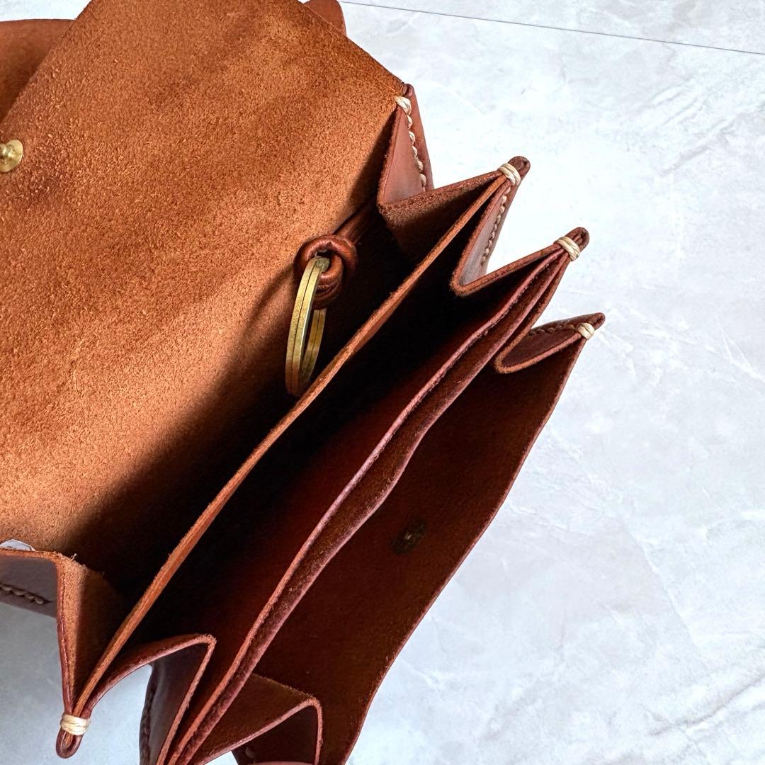 genten ゲンテン レザー折り財布 牛革 ブラウン 美品