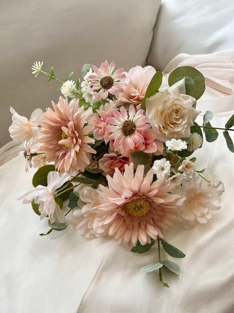 ウェディングブーケとブートニアのセット♡ガーベラブーケ♡前撮り♡挙式