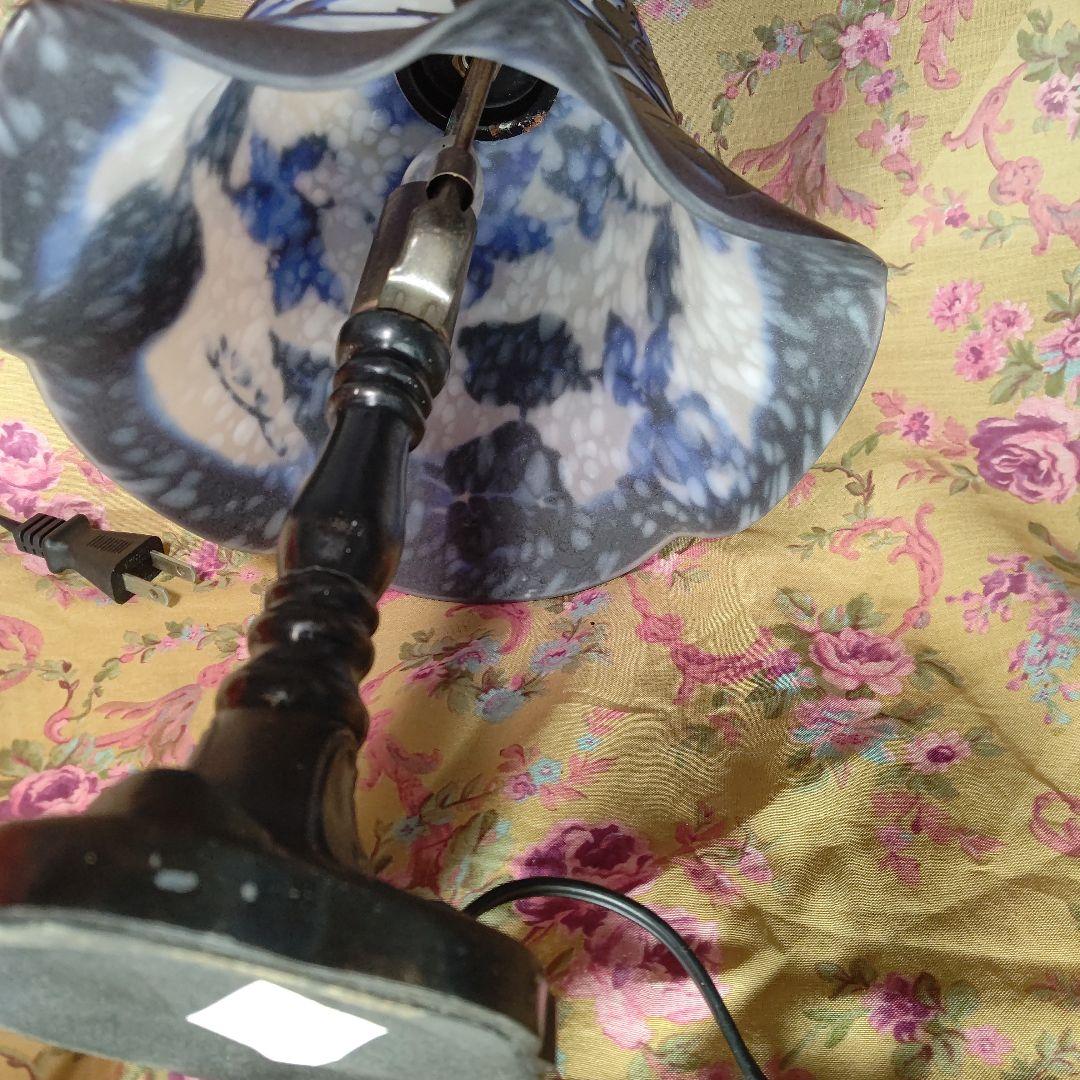 アンティーク ガレ風被せガラスランプ 33cm