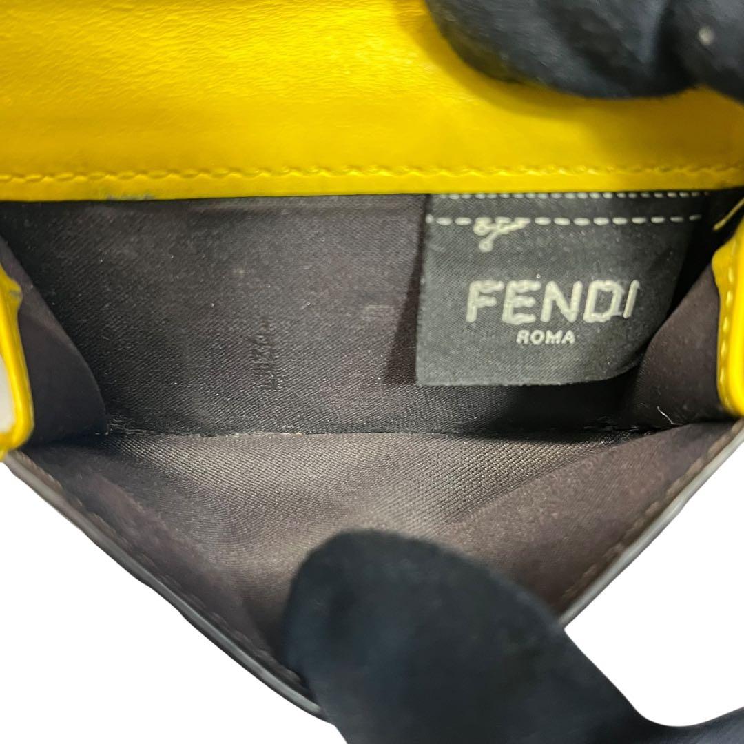 希少✨フェンディ 三つ折り財布 FFロゴ エフイズ エンボス レザー イエロー