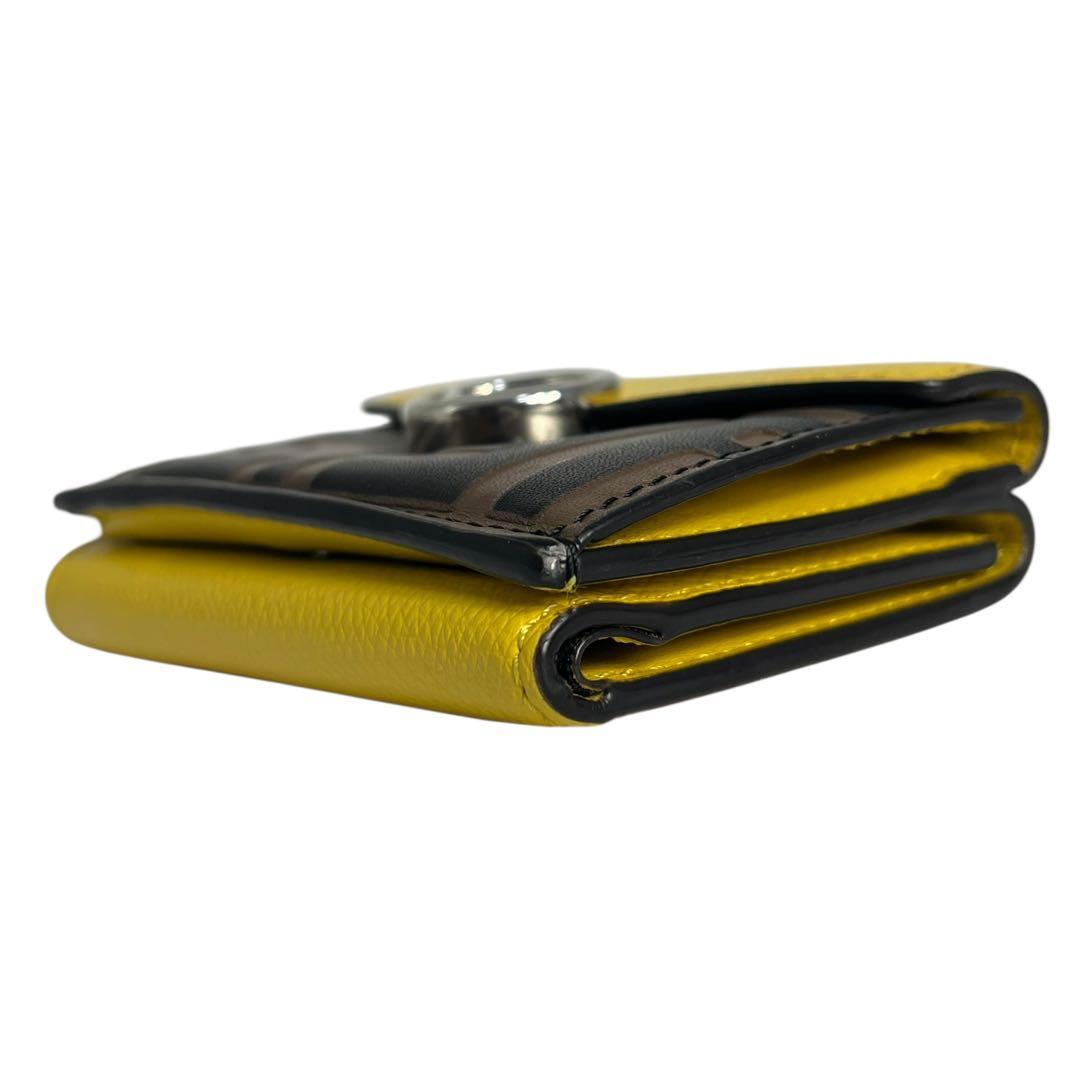 希少✨フェンディ 三つ折り財布 FFロゴ エフイズ エンボス レザー イエロー