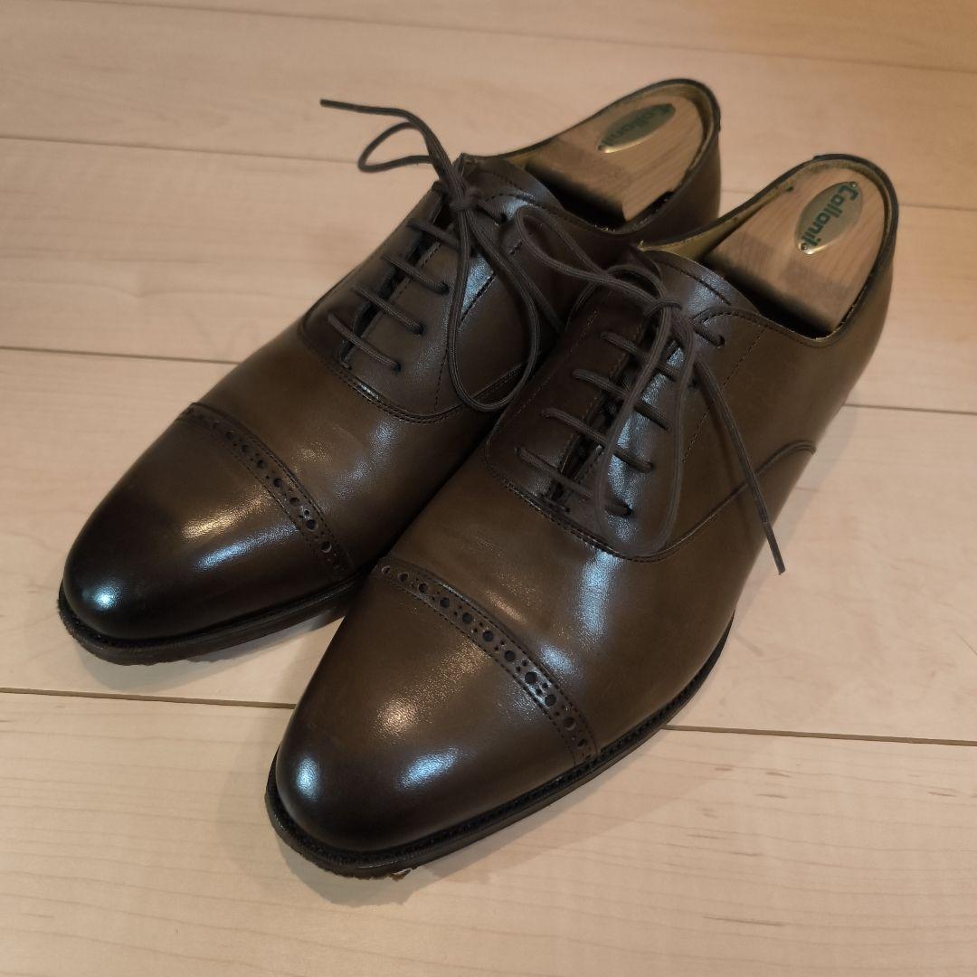 オリエンタルシューズ ブラウン レザー キャップトゥ ドレスシューズ