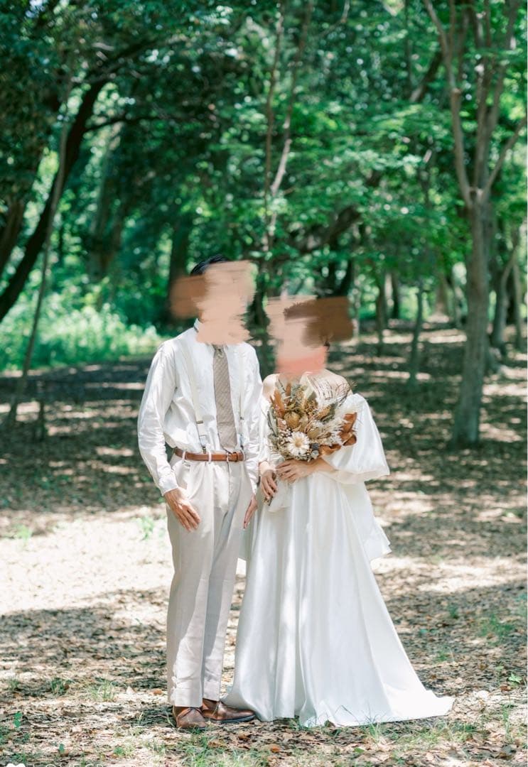 【もりー♡】ホワイトウェディングドレス オフショルダー フリル付き