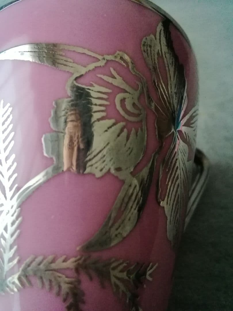 逸品　純銀巻き　蘭花図紋キャビネットカップ　アンティーク　alka製