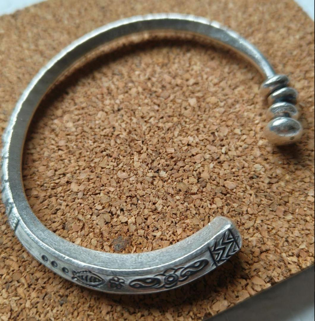 【新品現地買付】カレンシルバー バングル /カレン族/モチーフ/高純度