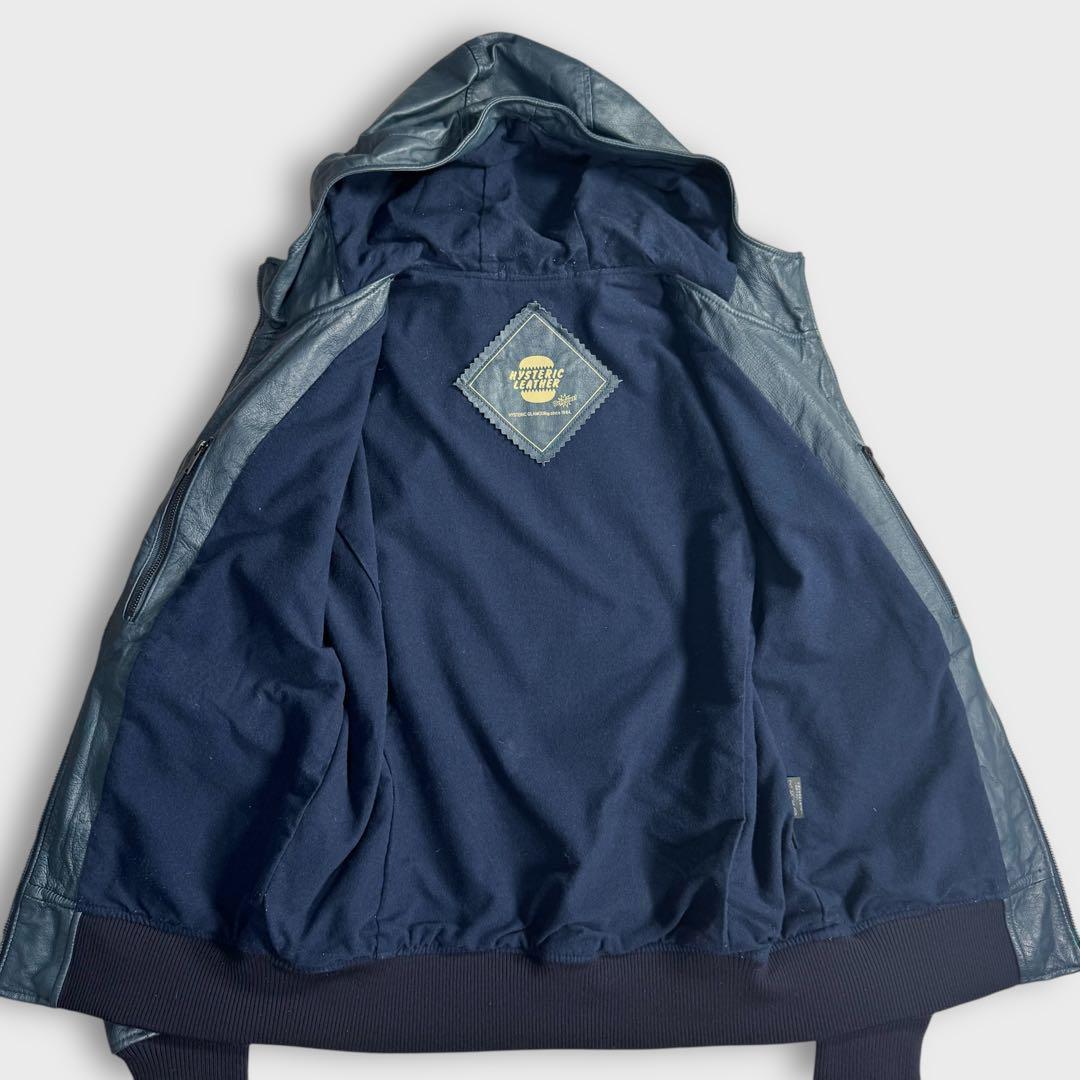 希少 美品 L ヒステリックグラマー レザージャケット ネイビー ライダース