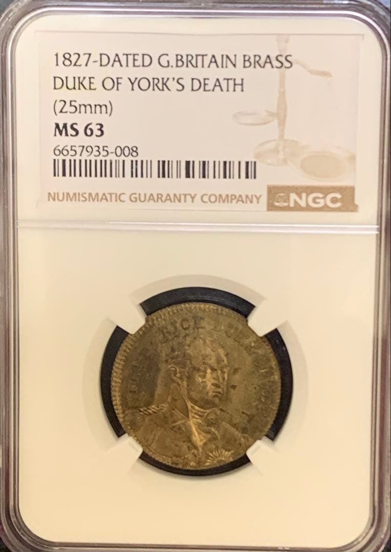 ヨーク公フレデリック(ジョージ3世次男)1827年 メダル　NGC鑑定MS63