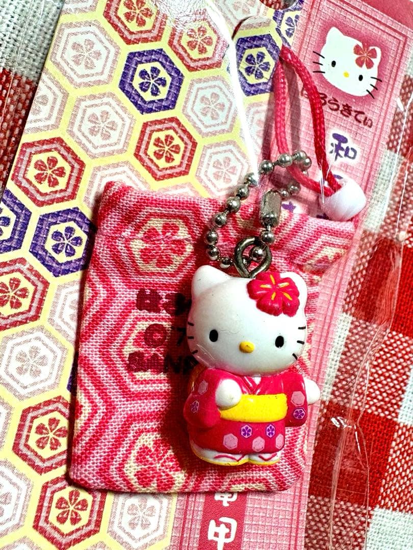 激レア　2002年　さんりお屋　はろうきてぃ　和風　巾着袋付きストラップ　着物