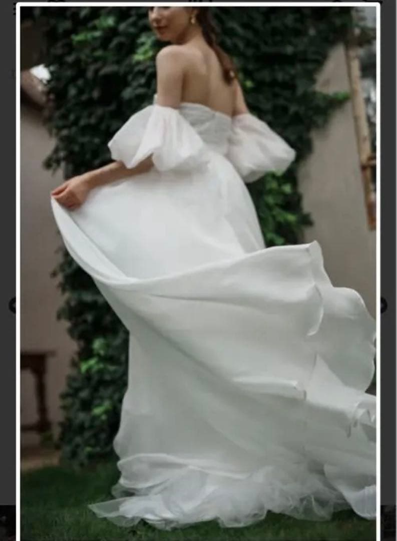 【egm】ドレスプロダクション オーガンジーサテンパフスリーブ（W260）