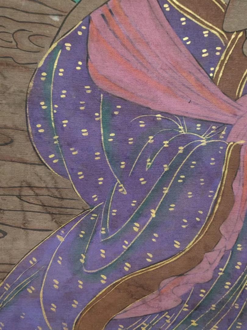 中国古美術・純手描き・人物画芯・送子觀音画像167x86cm・書画・絹本・仏像