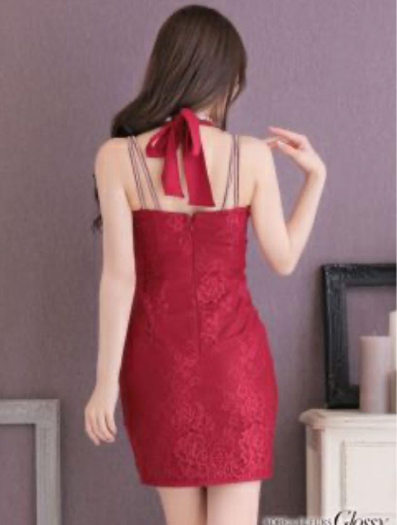 お取り置き Robe de Fleurs Glossy ワインレッドドレス