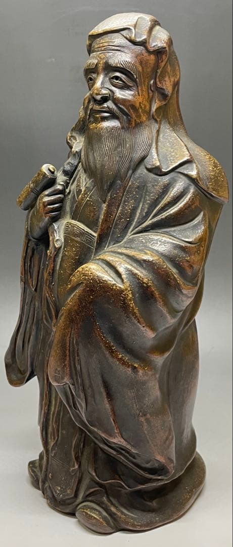 県指定重要無形文化財　森陶岳　寿老人　備前焼　置物　y87