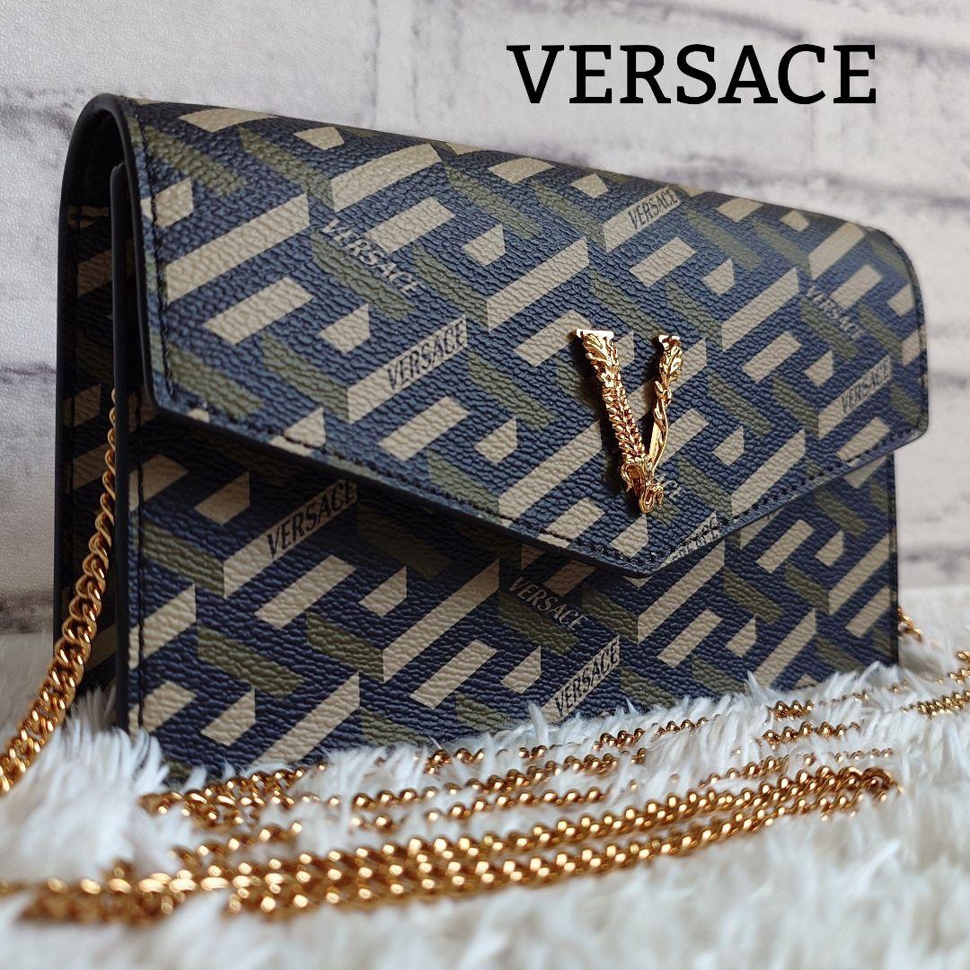 美品 2way ヴェルサーチ ヴィルトゥス ラ グレカ ショルダーバッグ レザー