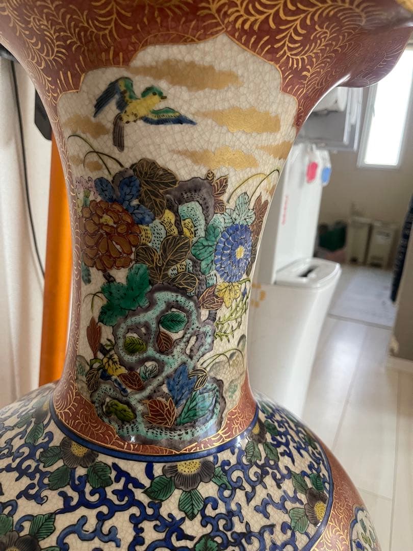 Shine TLS樣限定 七福神 角福刻印あり 豪華色絵 希少 壺 花瓶 金彩